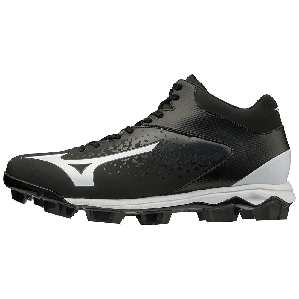 Zapatillas Beisbol Mizuno Select Nine TPU Mid Molded Hombre Negras/Blancas Baratas MXCW-56198